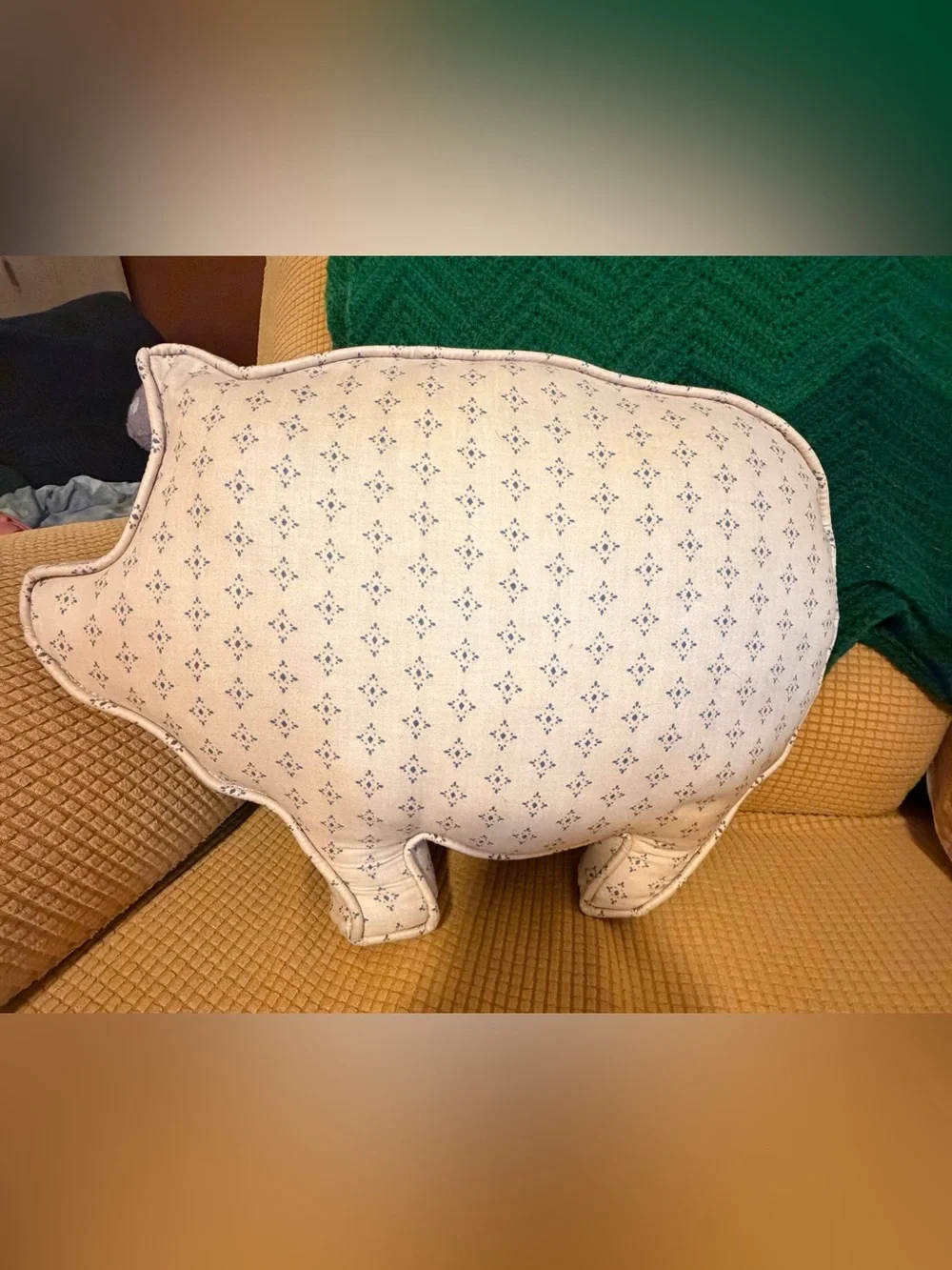 Vintage Large Handmade Patchwork Pig Pillow 17x12.5 Cottagecore Farmhouse